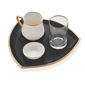 Solid Black Gold Plated Glass Triangular Set for Fun