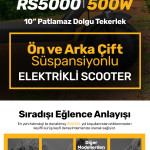 500W ön arka süspansiyonlu 10" patlamaz lastik elektrikli scooter