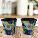 Geometric Patterned Decorative Flower Pot Set 1.5 Lt