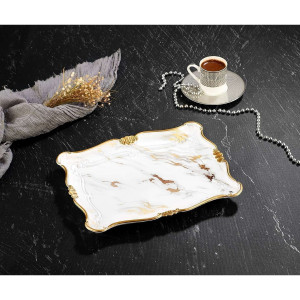 Marble Plated Small Sultan Presentation Tray 31 X 25 Cm