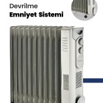 İklim 2900W 11 Dilim Isı Termostat ve Fan Ayarlanabilir Devrilme Emniyetli