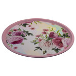 Pink Round Tray with Flowers