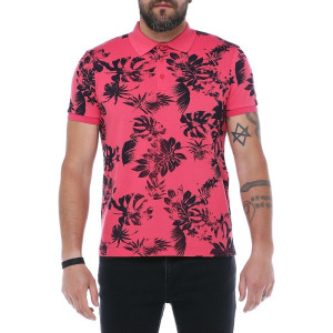 Erkek Nar Çiçeği Polo Yaka Desenli Pike Modern Kesim T-shirt F5229