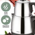 Trendtea Inox 2200 Watt Xl Damlatmayan Ağız Tasarımlı Paslanmaz Çelik Çay Makinesi Ve Su Isıtıcısı