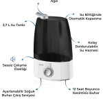 Oksijen Ultrasonik Sessiz 3,7l Su Tankı 12 Saat Kesintisiz Buhar Veren Hava Nemlendirme Cihazı