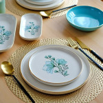 Lizy Turquoise Gilded 93 Piece Ceramic Dining Set For 12 People