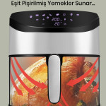 Foodfry Özel Tasarım Tutma Kolu Taşınabilir 2000w Inox Dokunmatik Airfryer Yağsız Sıcak Hava Fritözü