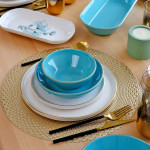 Lizy Turquoise Gilded 93 Piece Ceramic Dining Set For 12 People