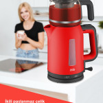 Çayzade Kırmızı 2200 Watt Cam Demlikli Bpa Içermeyen Çay Makinesi Ve Su Isıtıcısı