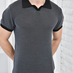 Siyah Erkek Polo Yaka Triko Örgü Slim Fit T-shirt F93076