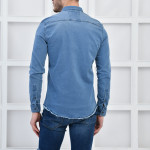 Mavi Erkek Denim Yıkamalı Taşlamalı Cepli Slim Fit Gömlek F6142