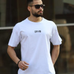 Off- Baskılı Bisiklet Yaka Erkek Beyaz T-shirt 5481