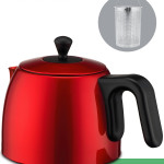 Fulya Kırmızı 30 Bardaklık Geniş Kapasiteli 2200 Watt Paslanmaz Çelik Çay Makinesi Ve Su Isıtıcısı