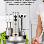 Elenamax Silver 1000 Watt Hız Ayarlı %100 Bakır Motor 5 In 1 Mutfak Robotu Multi Blender Seti