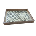 Wooden Glazed Decor Tray - Flower