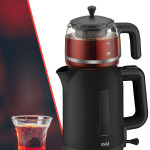 Çayzade Siyah 2200 Watt Cam Demlikli Bpa Içermeyen Çay Makinesi Ve Su Isıtıcısı