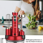 Elenamax Kırmızı 1000 Watt Hız Ayarlı %100 Bakır Motor 5 In 1 Mutfak Robotu Multi Blender Seti