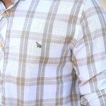 Erkek Haki Battal Keten Düğmeli Yaka Katlanabilir Kol Gömlek F5213