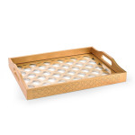 Gold Lacquered Tray with Luxury Decor with Wooden Glass- Drip