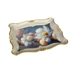 Sultan Tray 33x42 Cm - White Flower with Earth Base