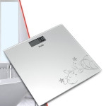 Fokus 180kg Kapasiteli 5mm Dayanıklı Temper Camlı Beyaz Desenli Dijital Baskül Tartı Beyaz