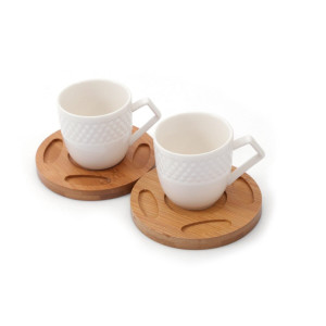 Bamboo Porcelain 2-piece Coffee Cup with 5 Eyes