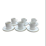 Porcelain Cup Set for 6 People - Ecru Gilded