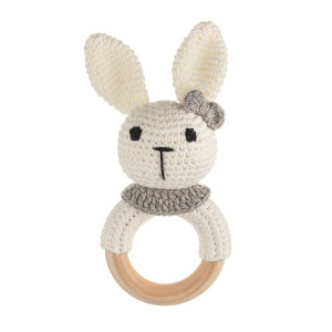 Cuddly Amigurumi Tavşancık Çıngırak-ekru