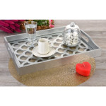 Silver Lacquered Tray with Luxury Decor with Wooden Glass- Drip