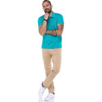 Erkek Zümrüt Polo Yaka Fbı Desenli Pike Modern Kesim T-shirt F5230