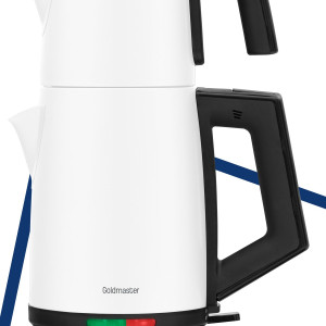 Akasya Süt Beyazı Xl 2200 Watt Patentli Damlatmayan Tasarımı Çelik Çay Makinesi Ve Su Isıtıcısı