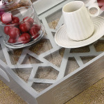 Silver Lacquered Tray with Luxury Decor with Wooden Glass- Spider