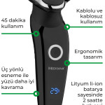 Smart Alman Tasarım Led Ekranlı Esnek Oynar Başlıklı Ipx5 Islak Kuru Şarjlı Tıraş Makinesi