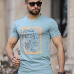 Baskılı Bisiklet Yaka Erkek Mint T-shirt 5493