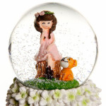 Snow Globe With Music And Lights - Cute Dog And Girl