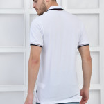 Beyaz Erkek Polo Yaka Modern Kesim Pike Kumaş T-shirt F5429