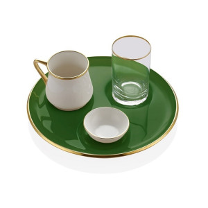 Solid Green Gold-plated Glass Round Set for Fun