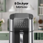 Gloria 7 Litre İnox Geniş Hazneli XXL Dokunmatik 8 Ön Ayarlı Airfryer Sıcak Hava Fritözü GM8405