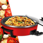 Sofram Kırmızı 1200 Watt Granit Geniş 40 cm Pizza Tavası Çok Amaçlı Elektrikli Pişirici Ea-4410