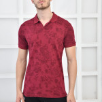 Bordo Erkek Desenli Pike Polo Yaka Slim Fit T-shirt F51603