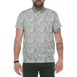 Erkek Haki Polo Yaka Desenli Modern Kesim Polyester T-shirt F5210
