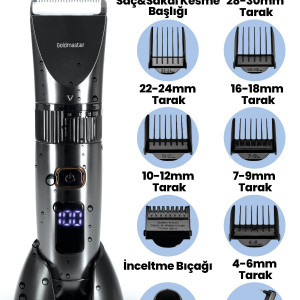 Diego Led Ekranlı Şarj Standlı Islak Kuru 10 In 1 Saç Sakal Şekillendirme Makinesi