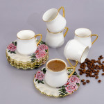 Roseline Cream 12 Pieces Coffee Set For 6 People