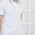 Beyaz Erkek Polo Yaka Modern Kesim Pike Kumaş T-shirt F5421