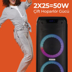 Radyolu Işıklı Şarjlı Bluetooth Speaker Hoparlör Party Box