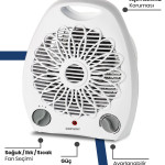 Warm 2000w Isıya Dayanıklı Sıcak Ilık Soğuk Devrilme Emniyetli Isıtıcı Fan