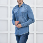 Mavi Erkek Denim Yıkamalı Taşlamalı Cepli Slim Fit Gömlek F6142