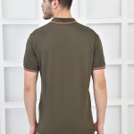 Haki Erkek Polo Yaka Modern Kesim Pike Kumaş T-shirt F5421