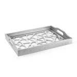 Silver Lacquered Tray with Luxury Decor with Wooden Glass- Spider