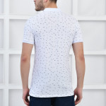 Beyaz Erkek Desenli Pike Polo Yaka Likralı Slim Basıc T-shirt F51614